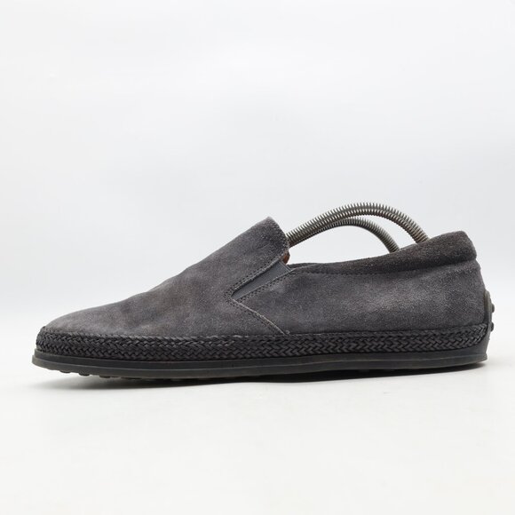 Tod's Espadrilles Gray Suede Shoes Men's Size UK 8.5 Slip On Comfort Loafer - Picture 4 of 11